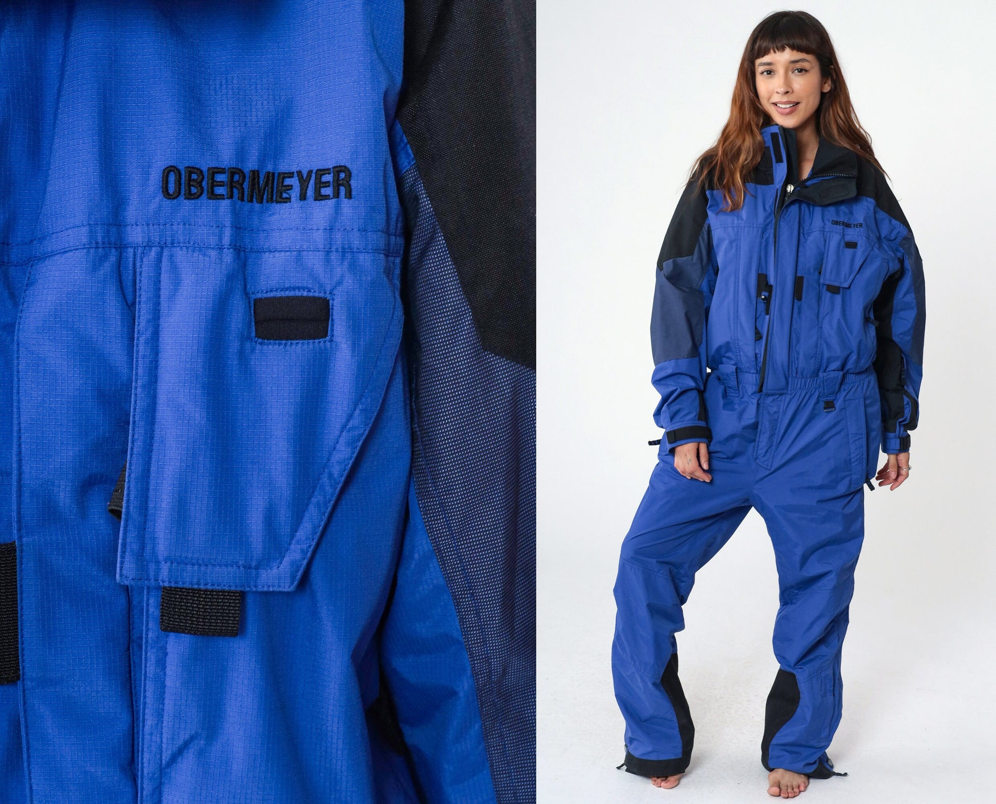 00s Obermeyer One-Piece Ski Suit Purple-Blue Black Trim Women's Extra Large XXL