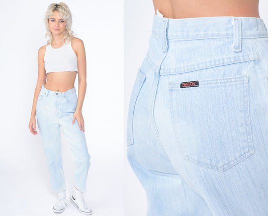 90s Sasson Light Wash High Waist Tapered Ankle Jeans Blue Denim Small