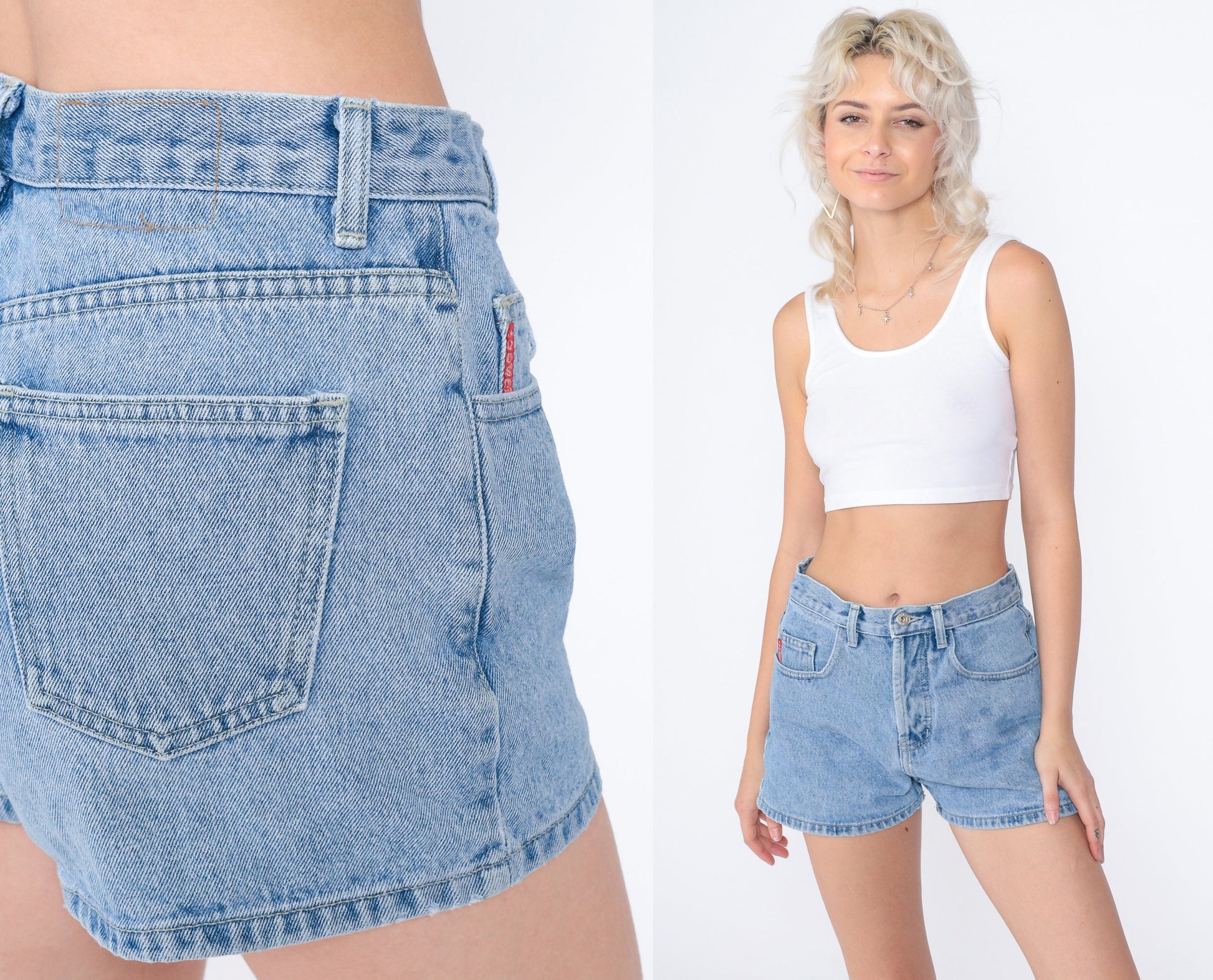90s Just USA High-Rise Denim Shorts Blue Jean Small S