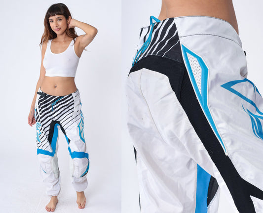90s Fly Racing Motocross Pants White Black Motorcycle Riding Large