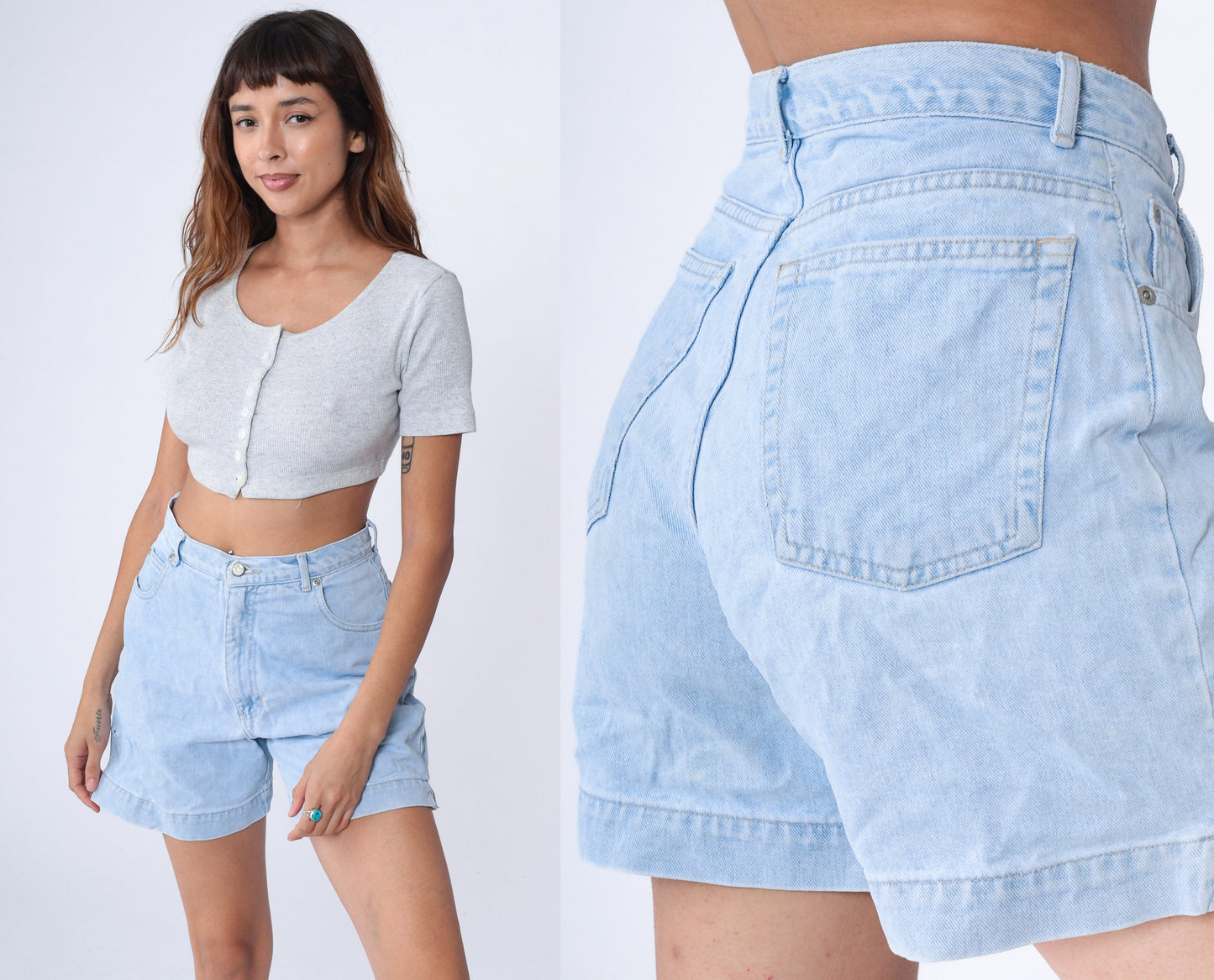 90s High Sierra Light Wash Denim Shorts High Waisted Jean Shorts Small 28