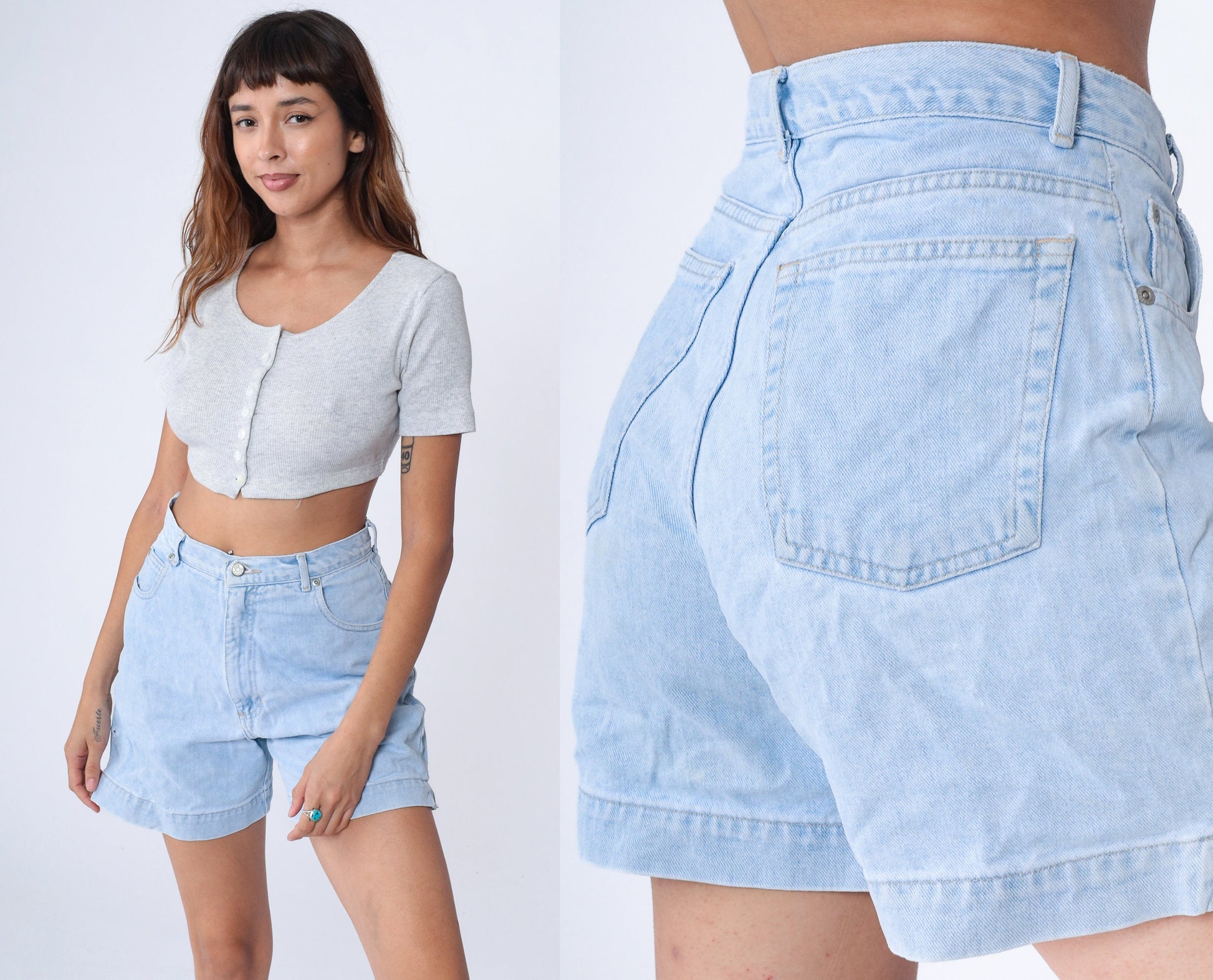 90s High Sierra Light Wash Denim Shorts High Waisted Jean Shorts Small 28