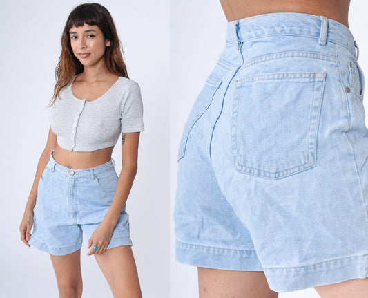 90s High Sierra Light Wash Denim Shorts High Waisted Jean Shorts Small 28