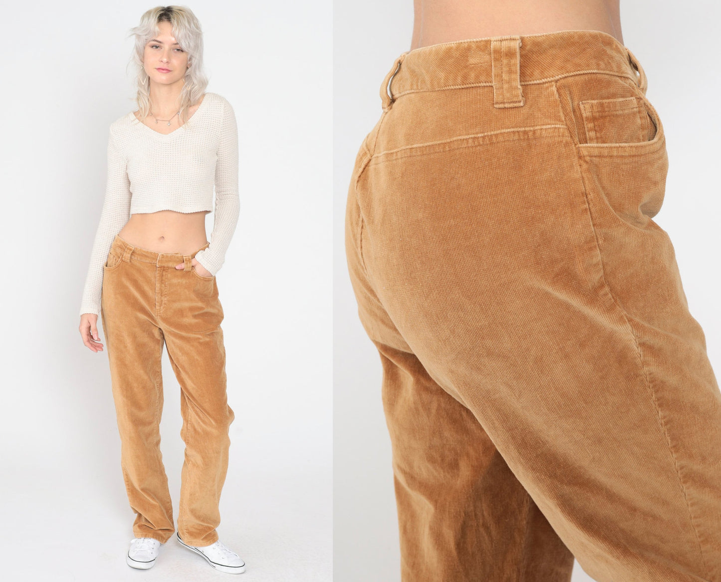 00s St. John's Bay Golden Brown Corduroy Pants Straight Leg Mid Rise Small 6