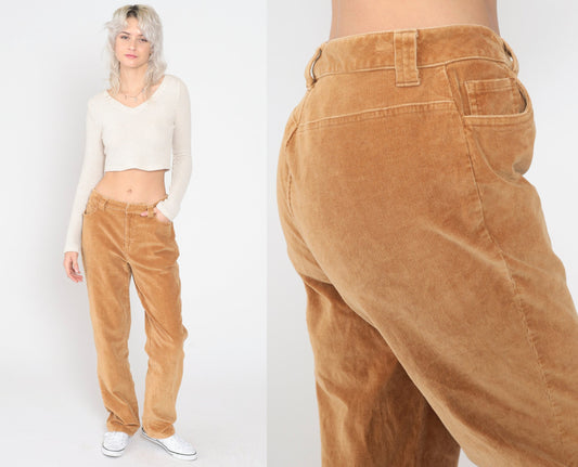 00s St. John's Bay Golden Brown Corduroy Pants Straight Leg Mid Rise Small 6