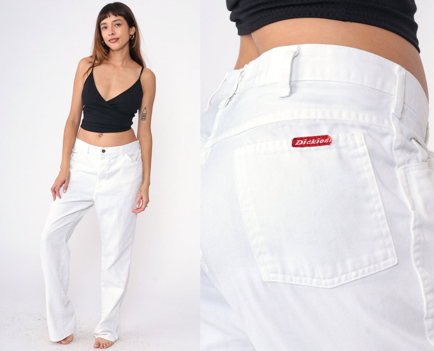 Y2K Dickies Painter's Pants White High-Waist Straight Leg Cotton 36x34
