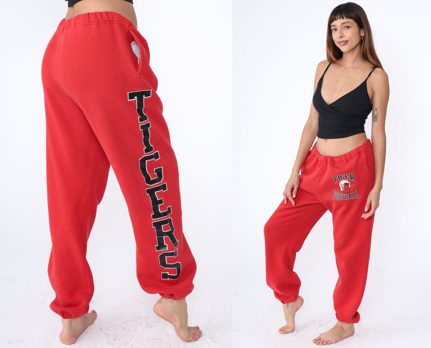 90s Russell Athletic Tiger Football Sweatpants Red Extra Large XXL