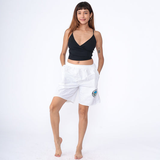 90s Belize San Pedro Scuba Diver Graphic Shorts White Cotton Small Medium