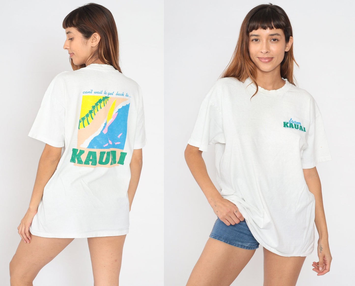 90s Kauai Hawaii Windsurfing Graphic T-Shirt White Cotton Hanes Extra Large XXL