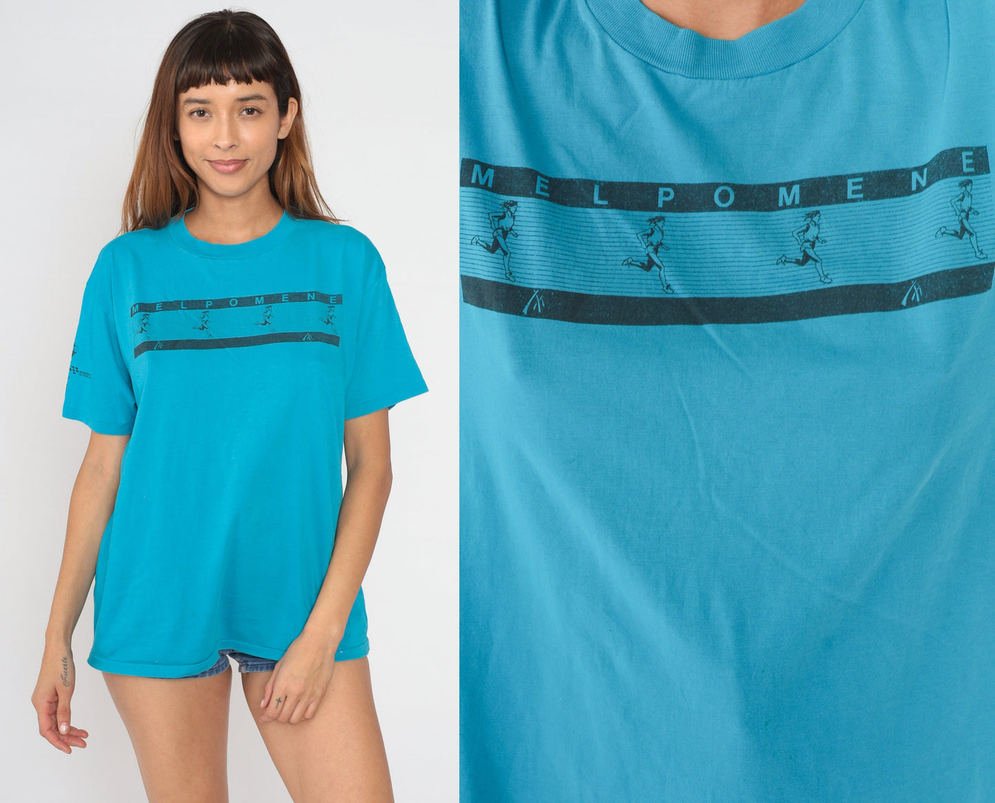 90s Melpomene Races St Paul Minnesota Graphic Tee Blue Single Stitch Large