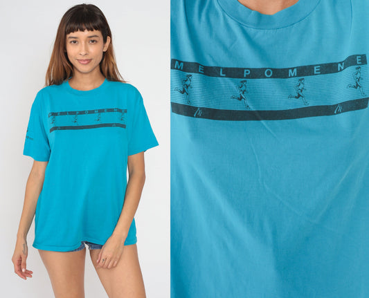 90s Melpomene Races St Paul Minnesota Graphic Tee Blue Single Stitch Large