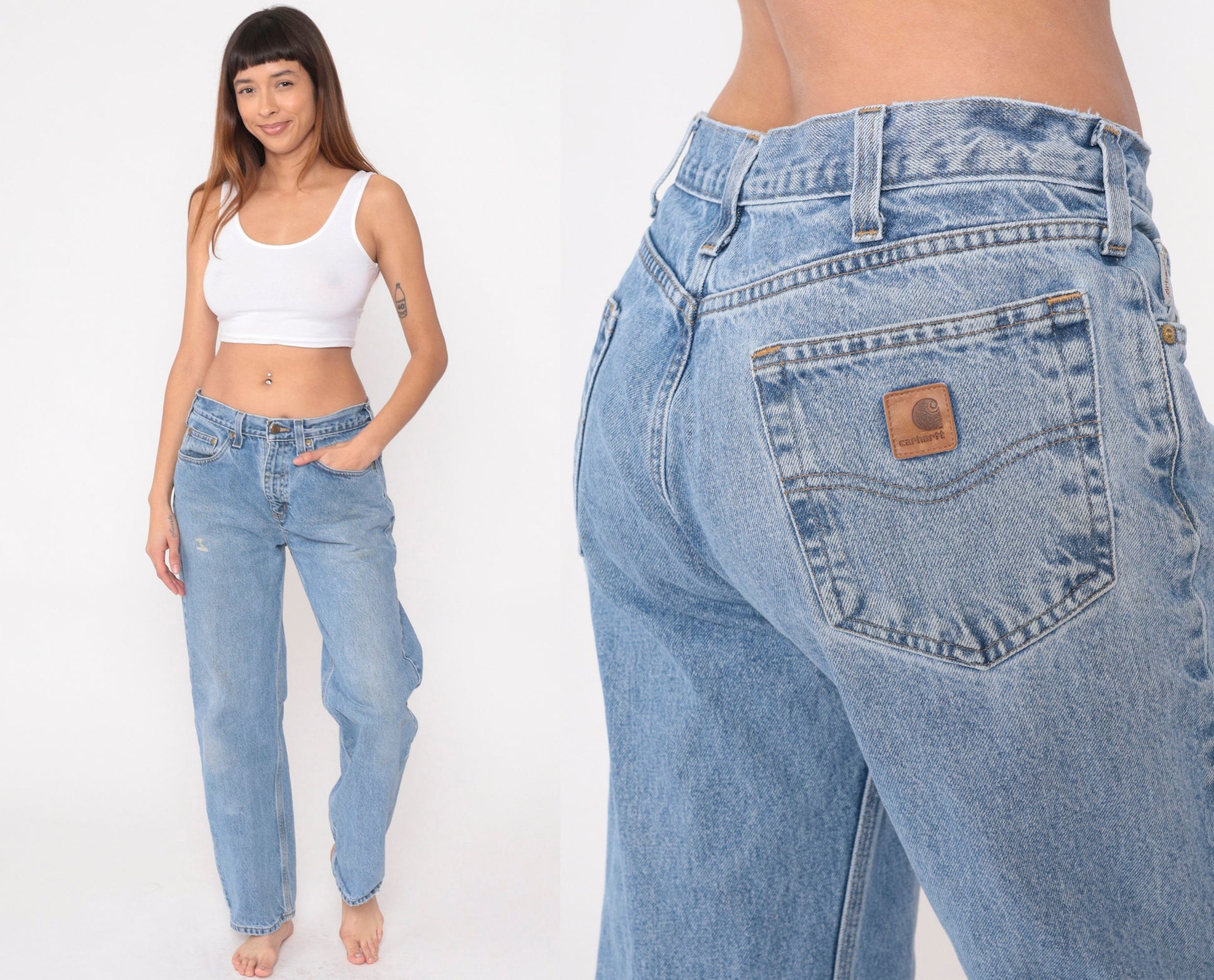 90s Carhartt Straight Leg Jeans Blue Denim Workwear 35x32
