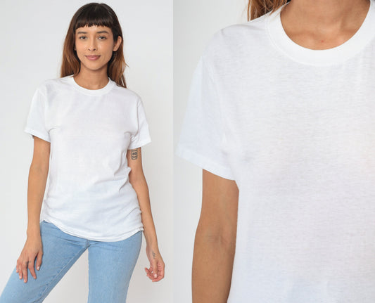 80s Jockey White Crewneck T-Shirt Cotton Blend Small