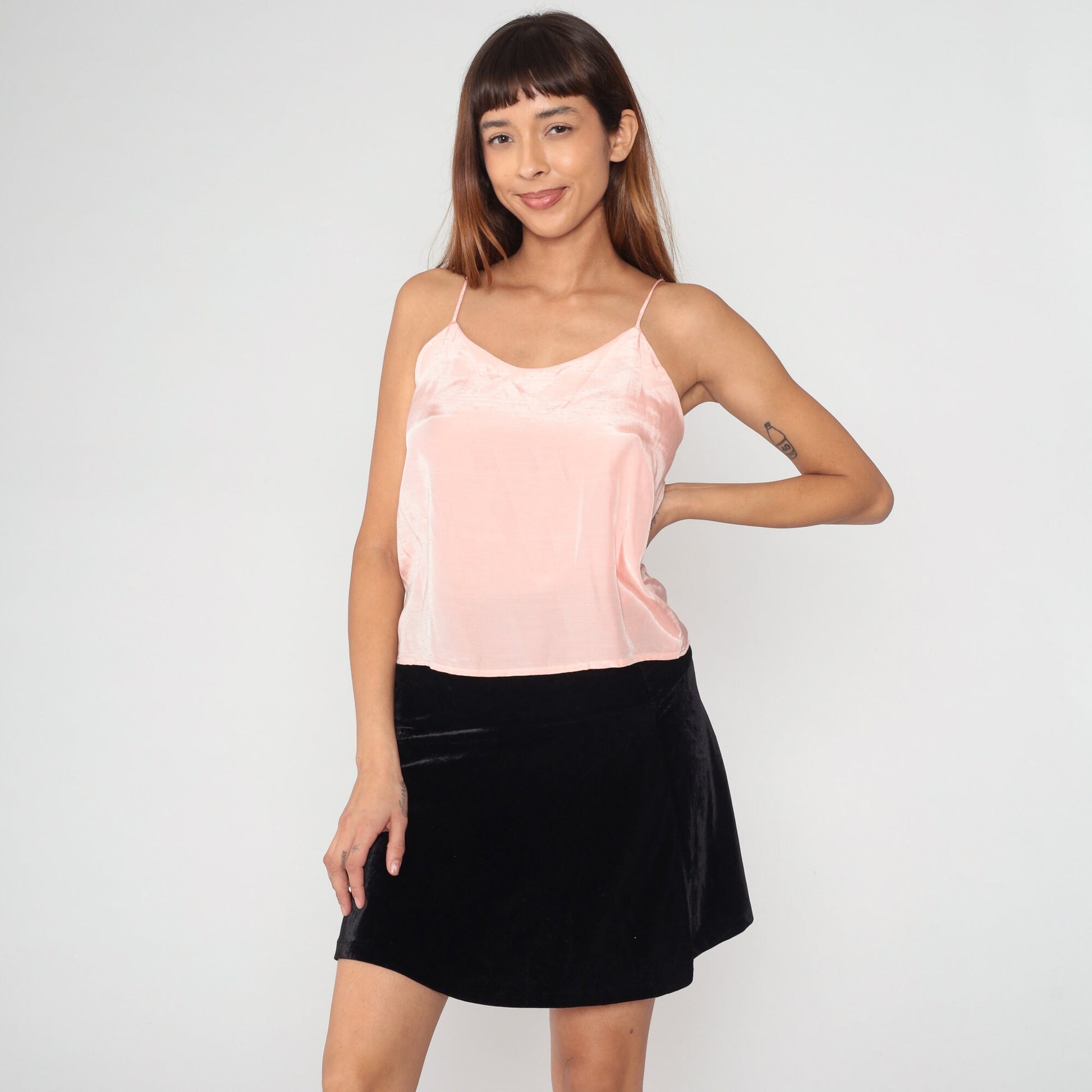 Vintage Pink Acetate Rayon Camisole Scoop Neck Tank Top Medium M