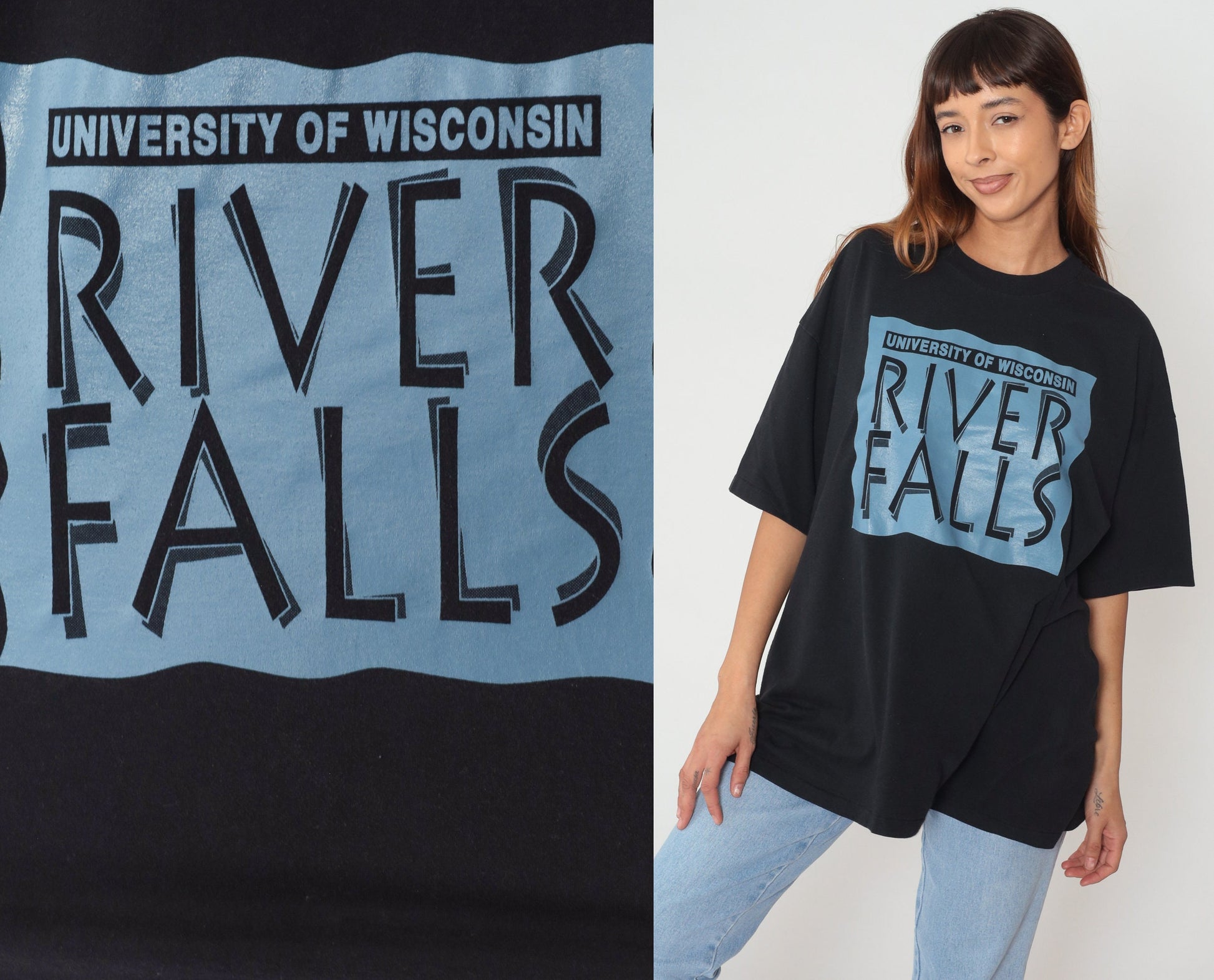 90s University of Wisconsin River Falls Graphic T-Shirt XXL Plus Size