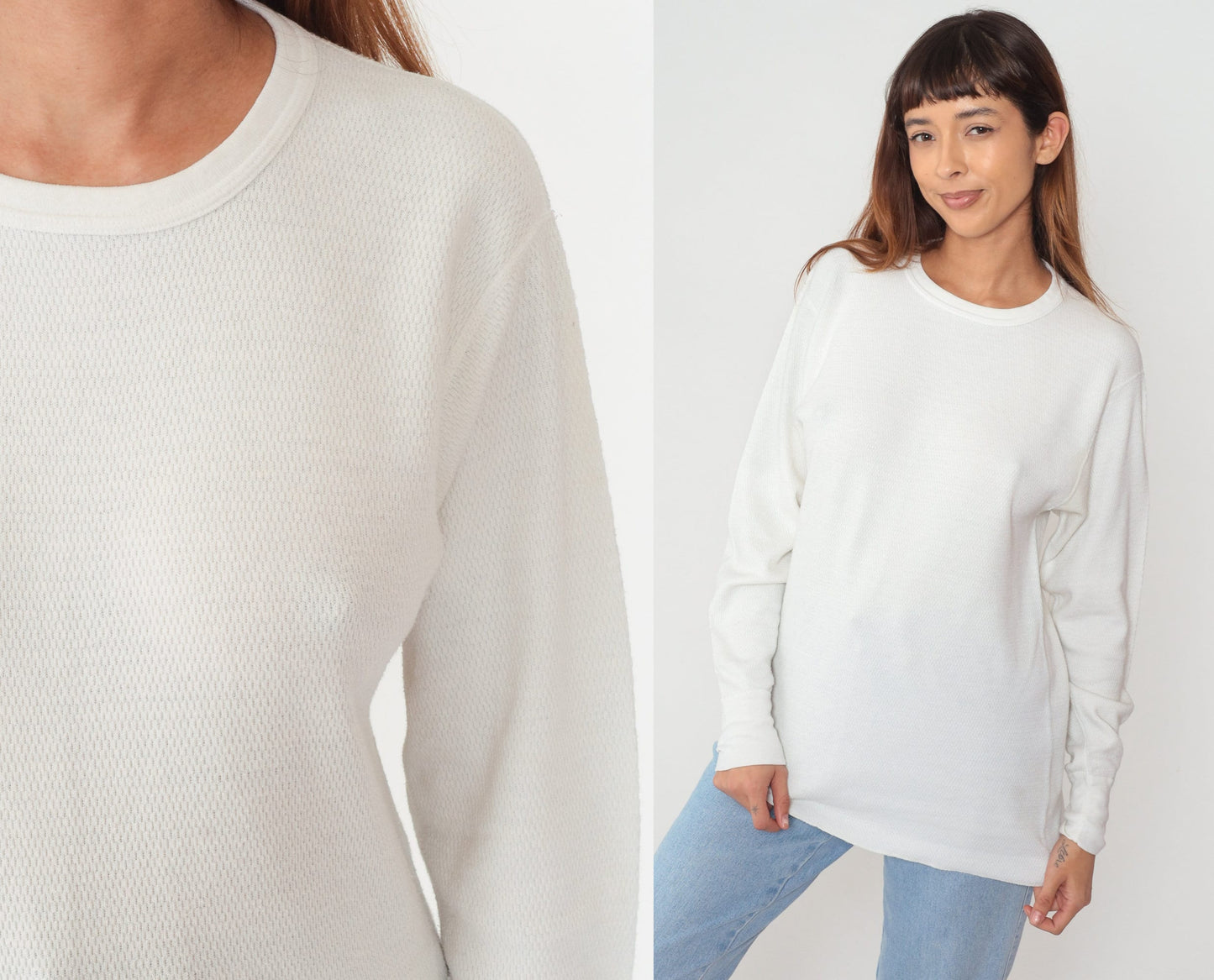 90s High Sierra White Thermal Waffle Knit Long Sleeve Tee Extra Large