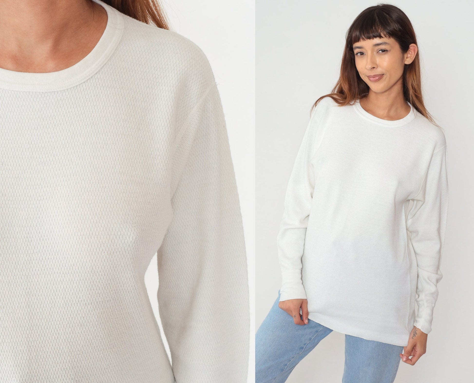 90s High Sierra White Thermal Waffle Knit Long Sleeve Tee Extra Large