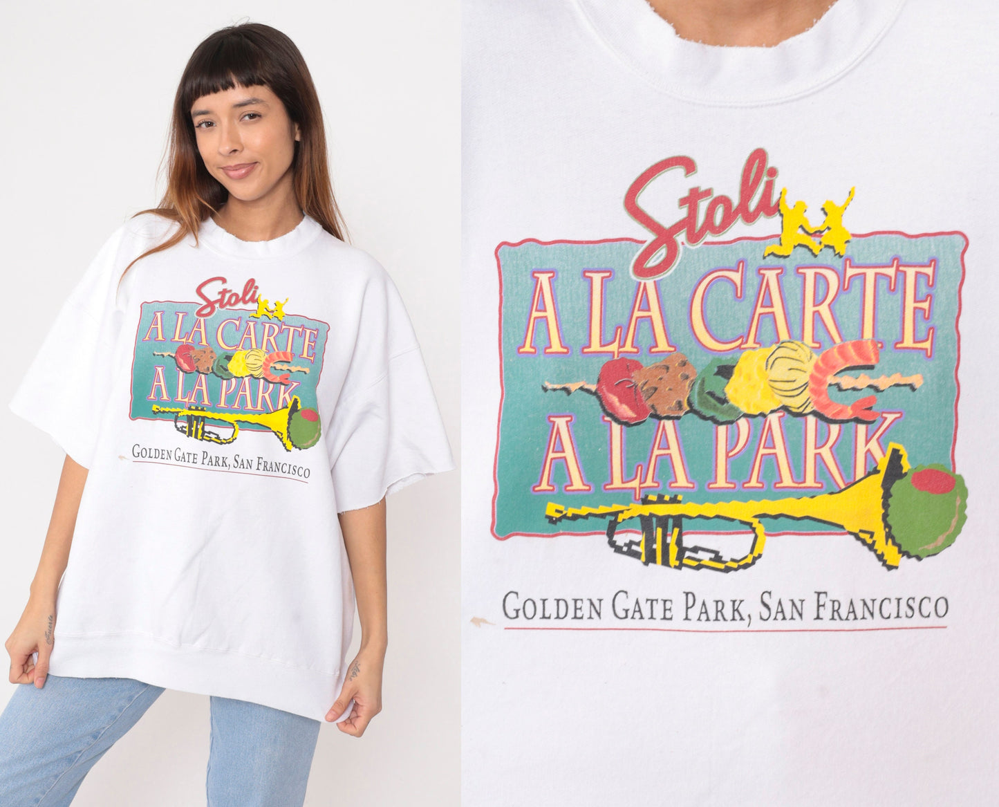 90s Stoli a la Carte San Francisco Festival Sweatshirt White Cutoff XXL