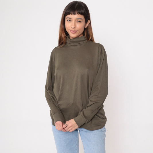 90s Bobbie Brooks Brown Turtleneck Long Sleeve Shirt Large L
