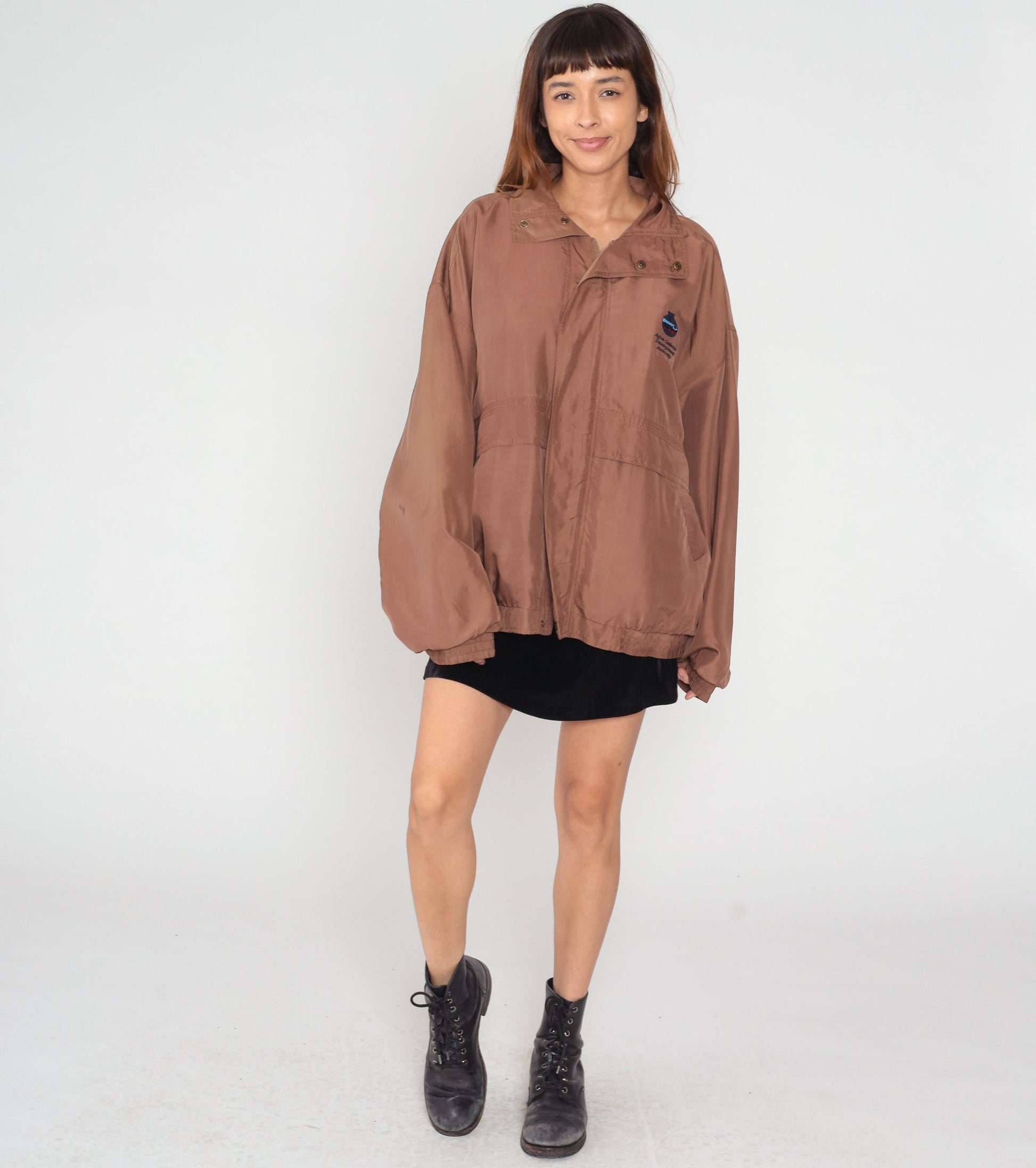 90s Agua Caliente Development Authority Silk Windbreaker Brown Large