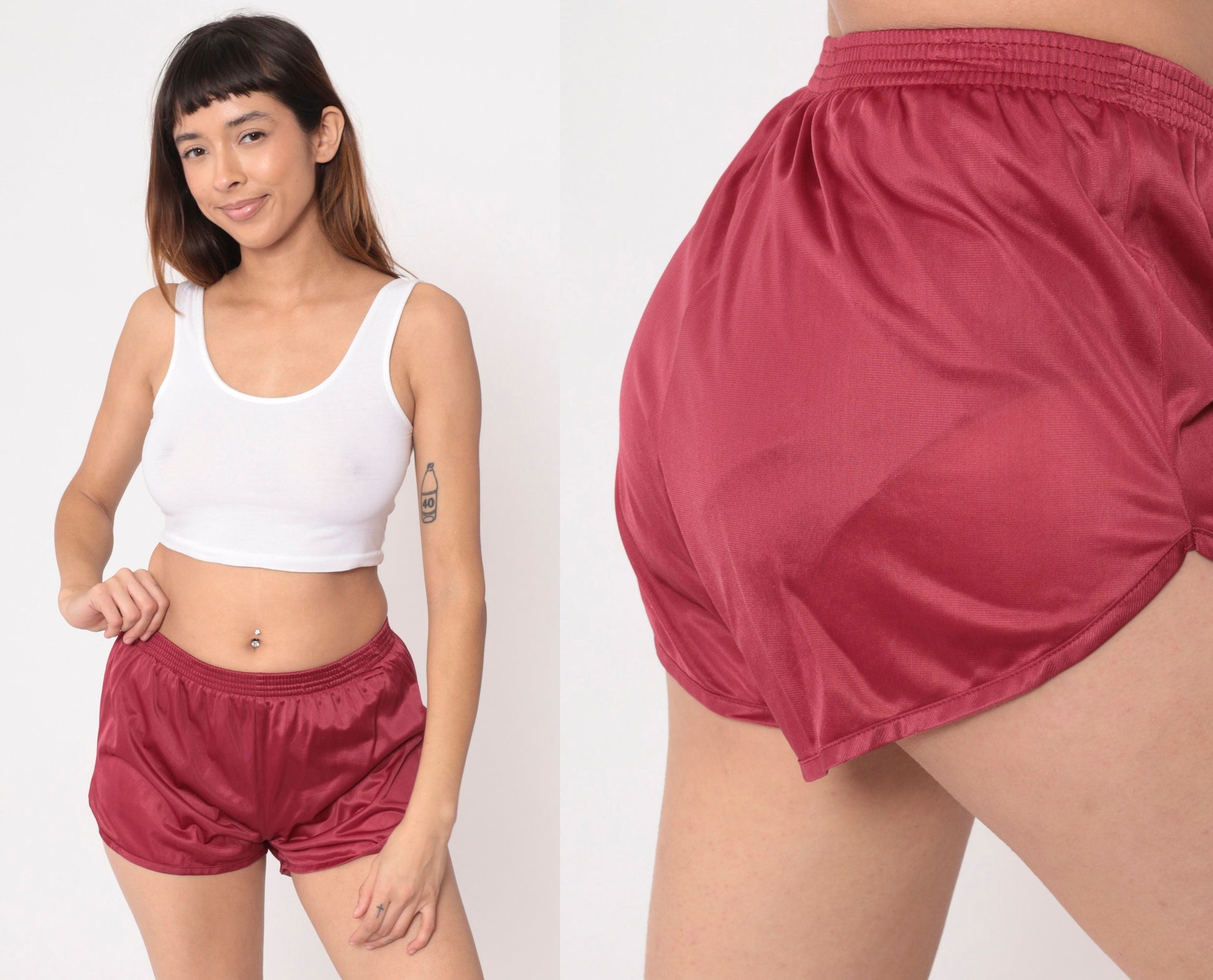 80s Soffe Gym Shorts Raspberry Red High-Waist Dolphin Cut Small