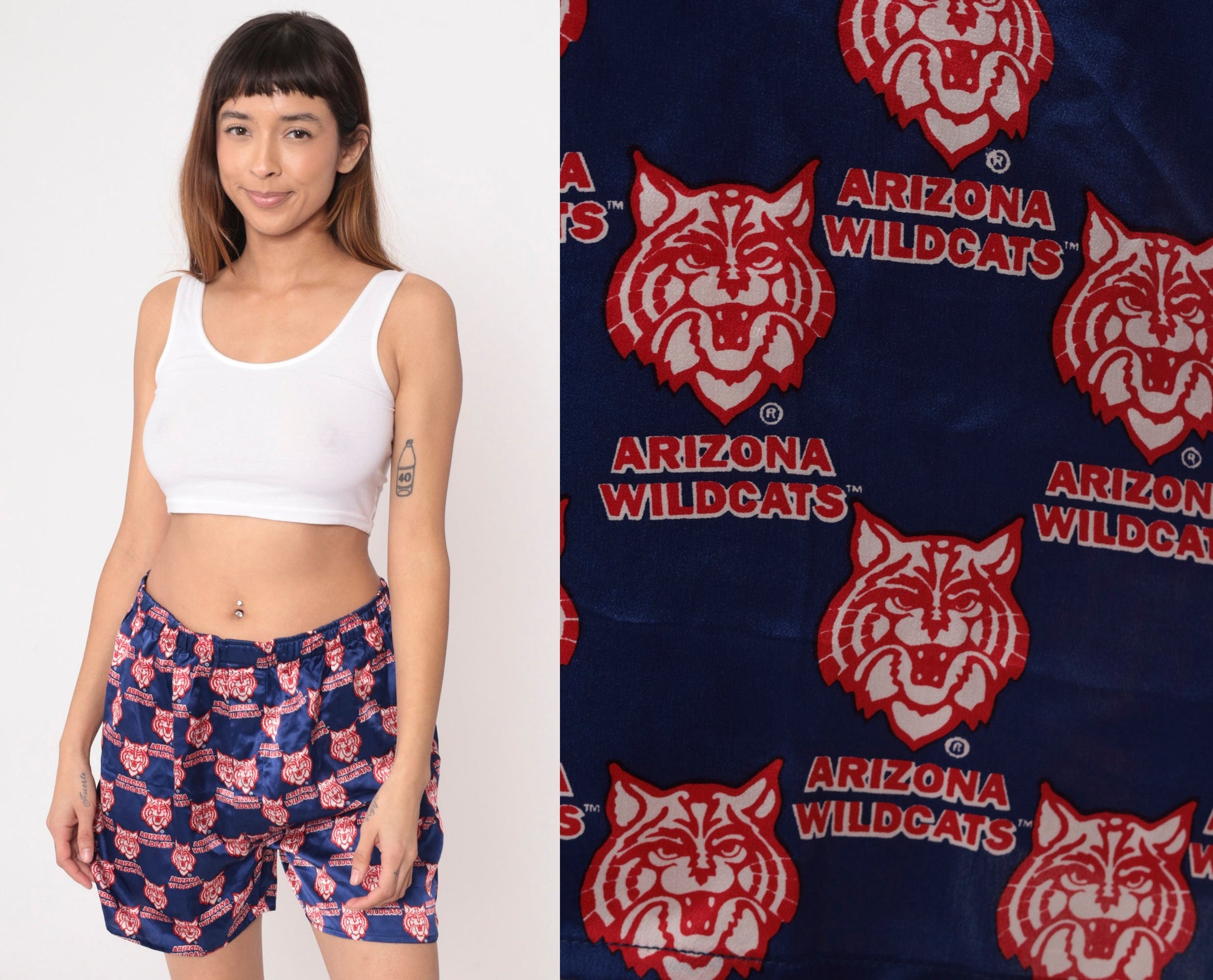 90s Arizona Wildcats Silk Boxer Shorts University Blue Large