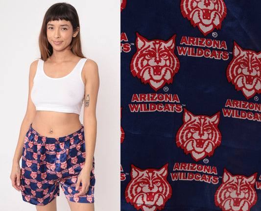 90s Arizona Wildcats Silk Boxer Shorts University Blue Large