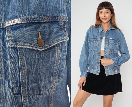 90s Guess Georges Marciano Denim Jacket Blue Button-Up Small S