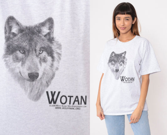 00s Wotan Wolf Park Battleground Indiana Graphic Tee Heather Grey Large