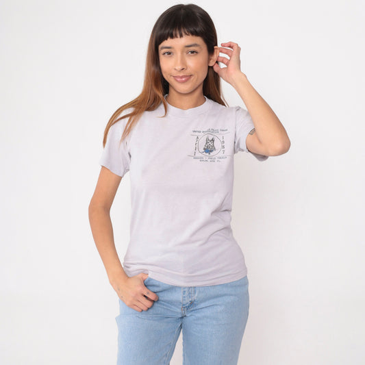 1987 Police Canine Association Graphic T-Shirt Grey Single Stitch Small