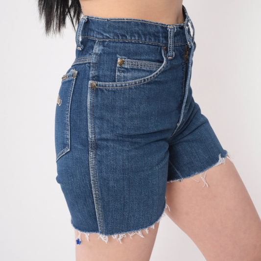80s Willie Nelson High Waisted Cutoff Denim Shorts Dark Blue Extra Small