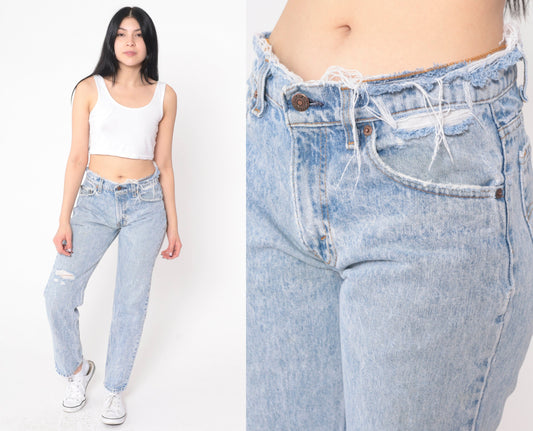 80s Levi's Acid Wash Distressed Slim Straight Jeans Small