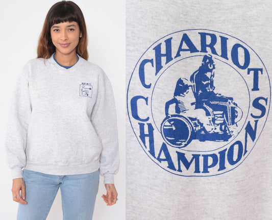 90s National Foundation for Wheelchair Tennis Sweatshirt Chariot Champions Heather Grey Large