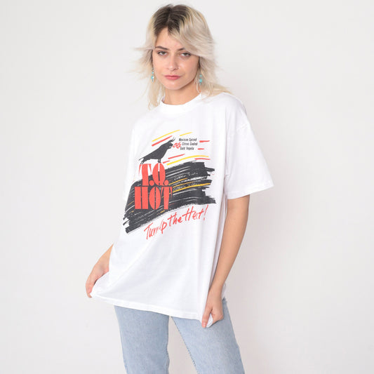 90s TQ Hot Tequila Gold Graphic T-Shirt Single Stitch White Large