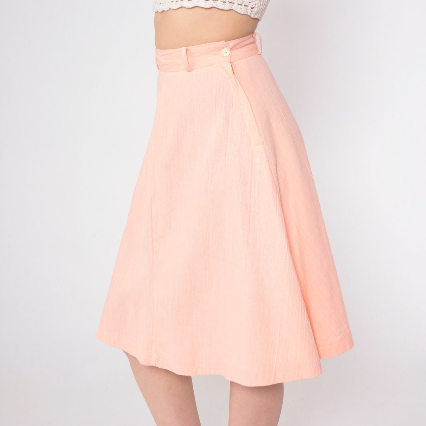 80s Baby Pink A-Line Mini Skirt High Waist Small