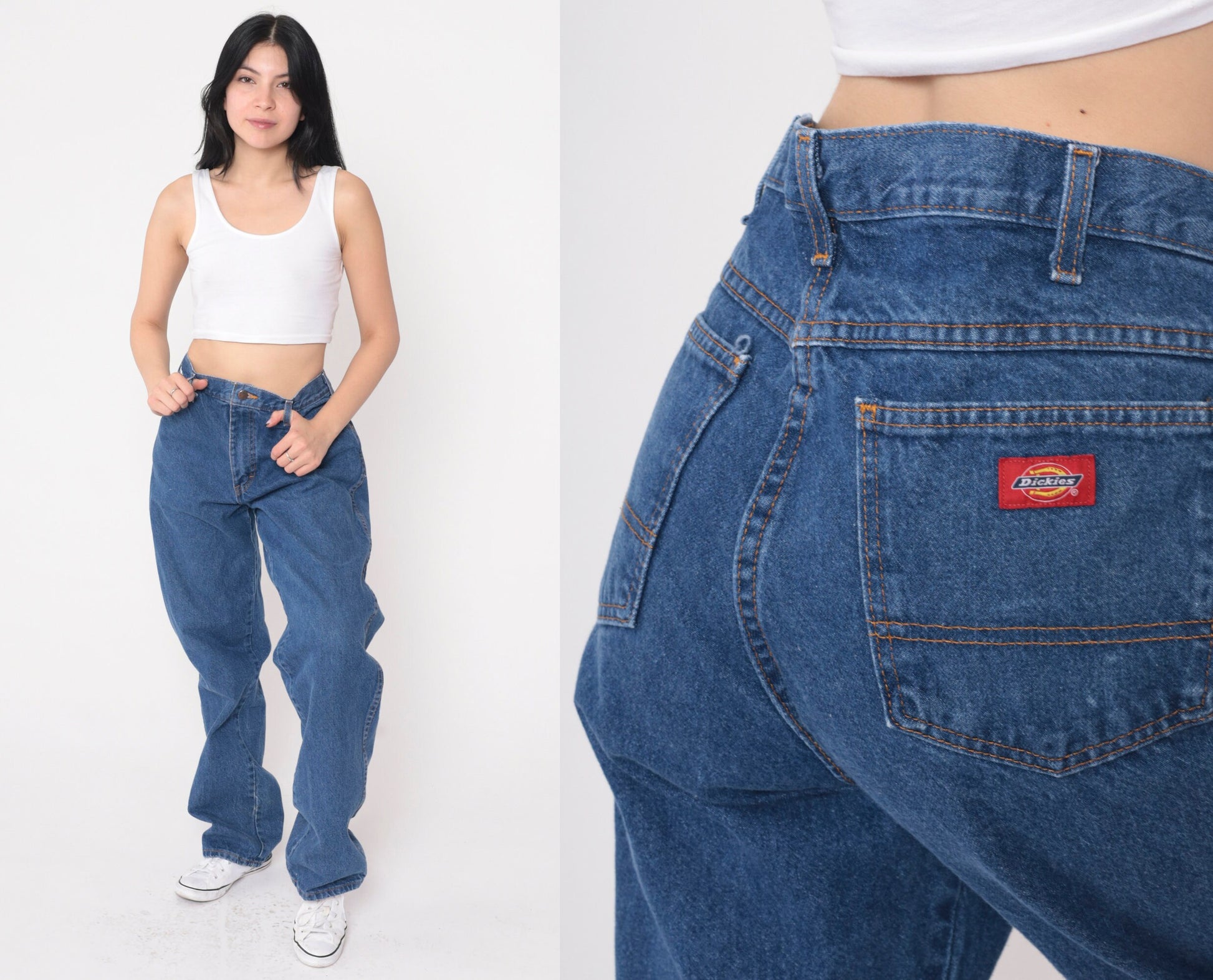 00s Dickies Jeans High Rise Relaxed Straight Leg Blue Denim Men's 34x32