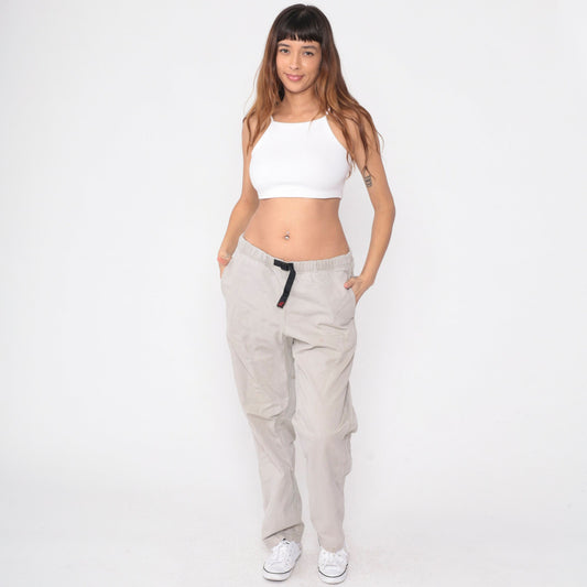 90s Gramicci Stone Grey Cotton Climbing Pants Drawstring Waist Medium