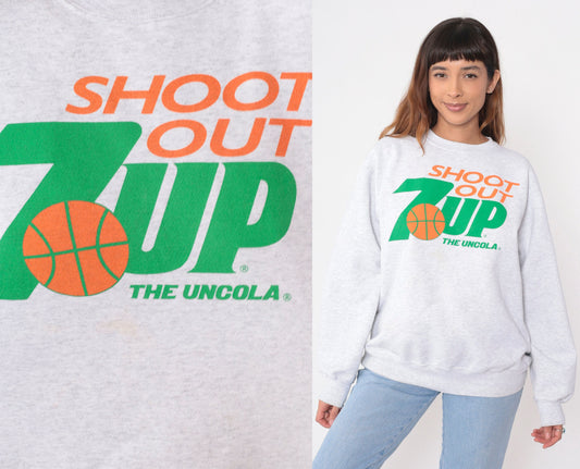 90s Champion 7UP Shoot Out Basketball Sweatshirt Heather Grey Extra Large XXL