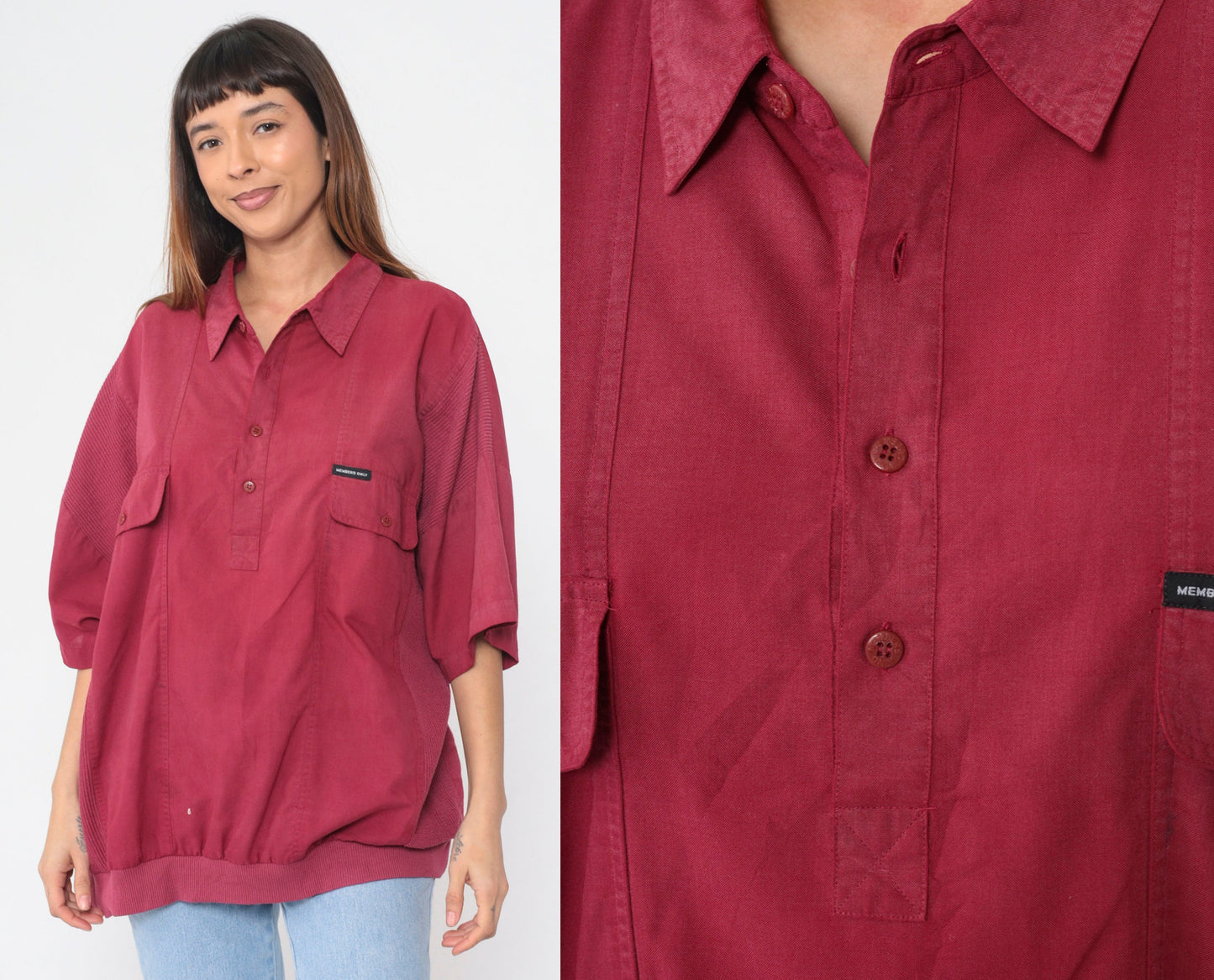 Members Only 80s Red Polo Shirt Banded Hem Short Sleeve XXL