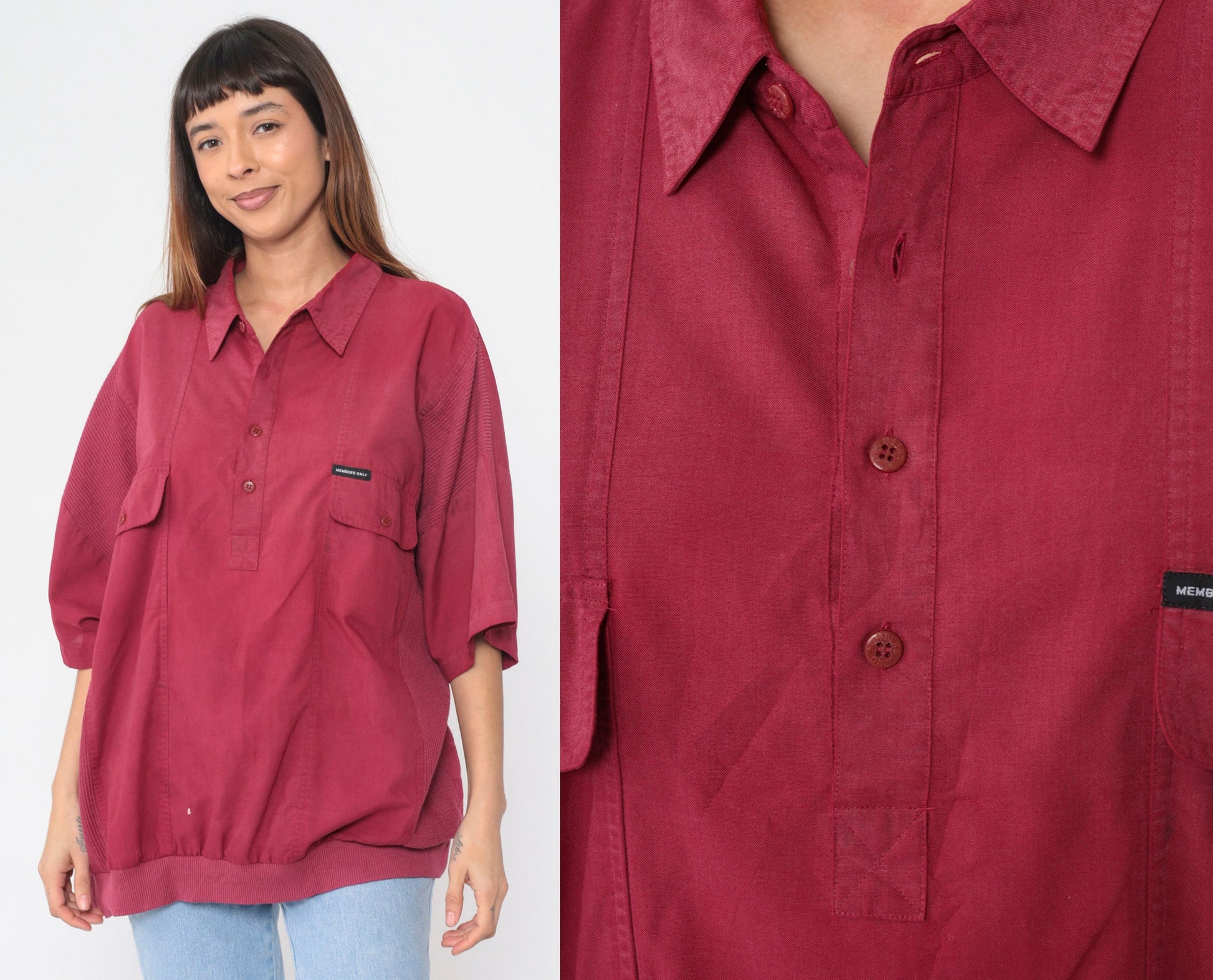 Members Only 80s Red Polo Shirt Banded Hem Short Sleeve XXL
