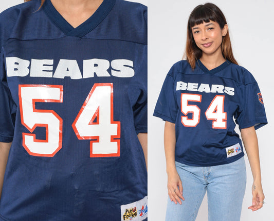 90s Chicago Bears #54 Scott Majestic Football Jersey Navy Nylon Small