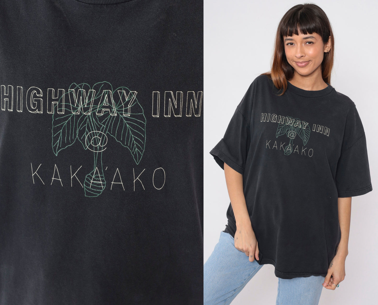 Y2K Highway Inn Kaka'ako Honolulu Graphic T-Shirt Black Tourist Tee Extra Large XL