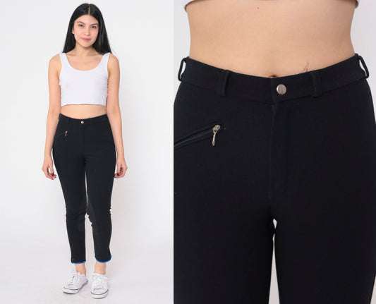 90s Euro-Star Black Riding Breeches High Waist Slim Ankle Equestrian Extra Small