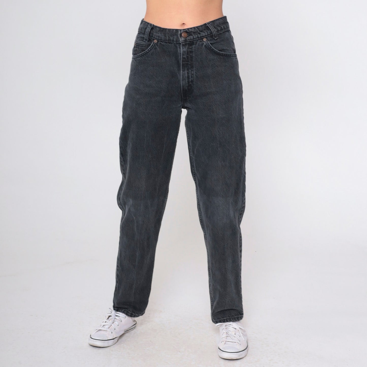 90s Levi's 750 High Waist Black Denim Jeans Relaxed Fit Small 29x30