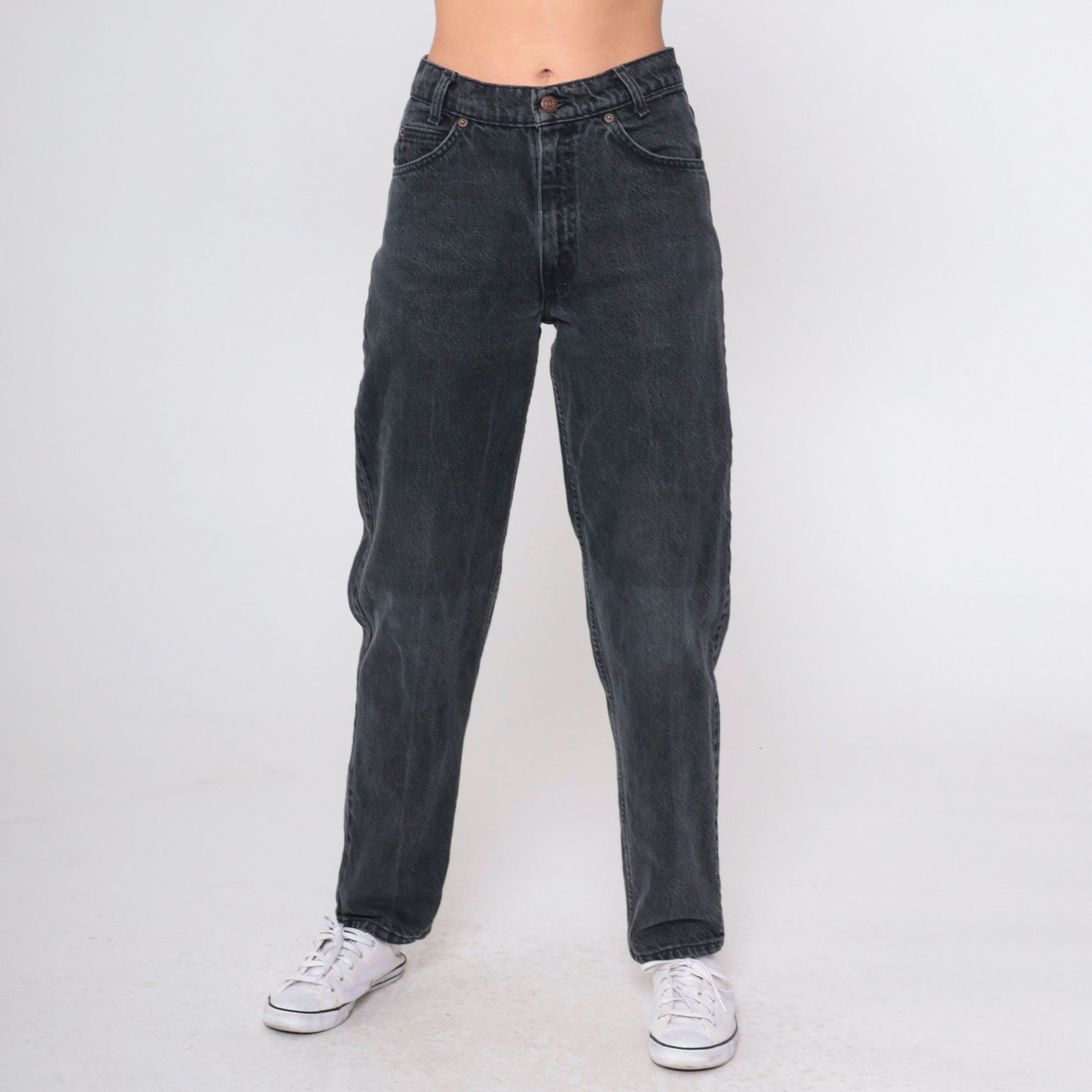90s Levi's 750 High Waist Black Denim Jeans Relaxed Fit Small 29x30