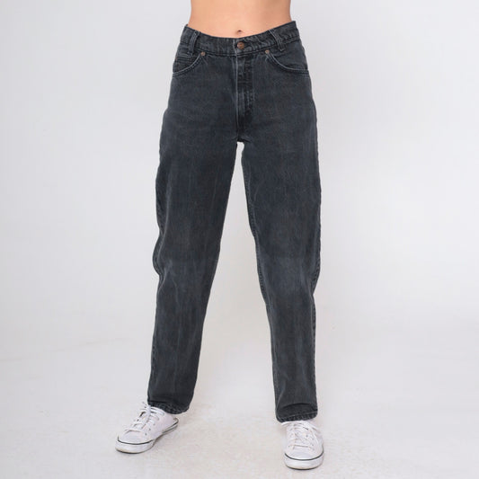 90s Levi's 750 High Waist Black Denim Jeans Relaxed Fit Small 29x30