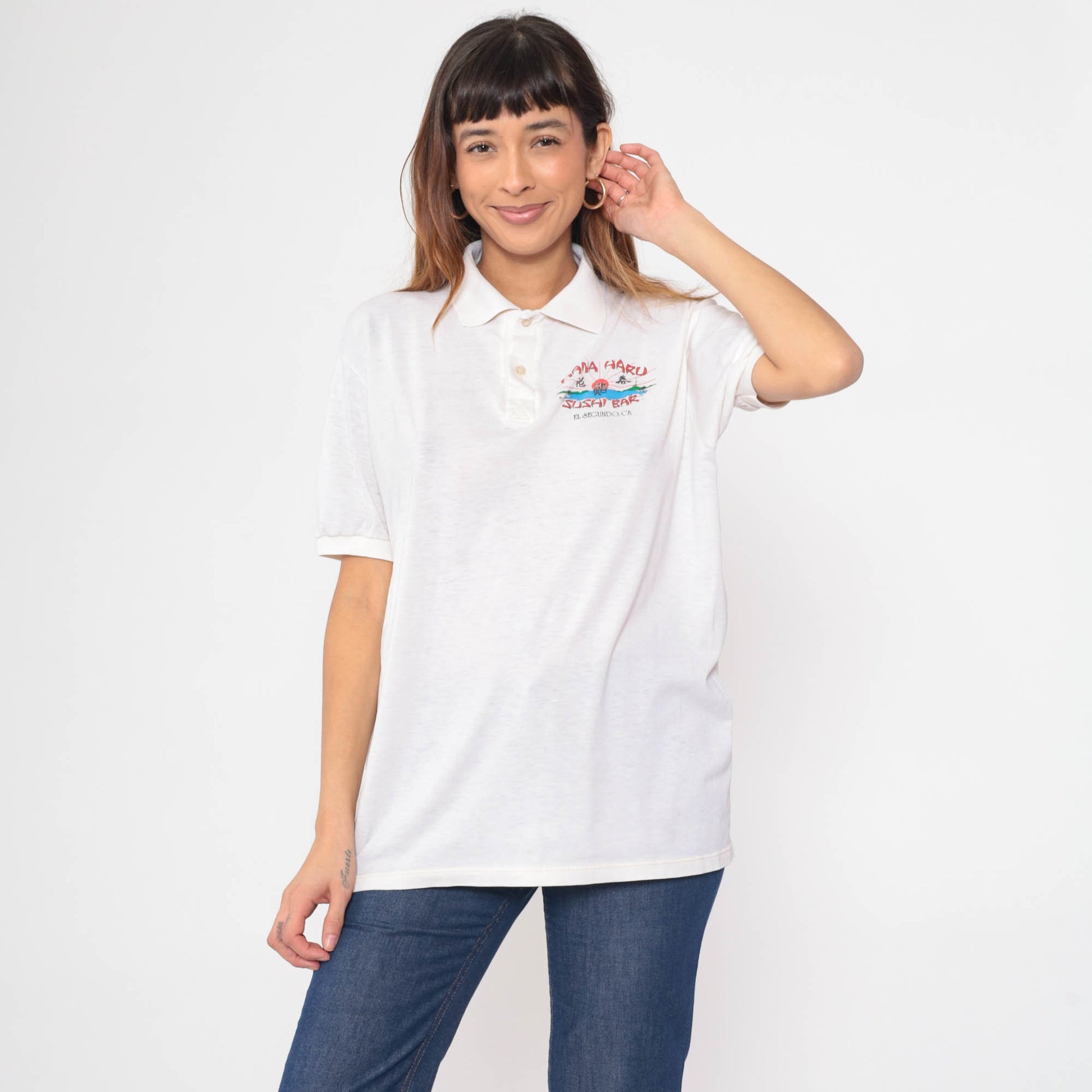 90s Hana Haru Sushi Bar Polo Shirt El Segundo California Extra Large