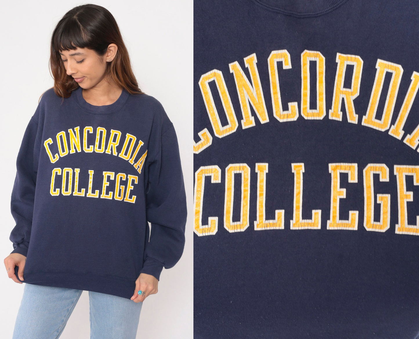 90s Concordia College Moorhead Minnesota Navy Sweatshirt Extra Large