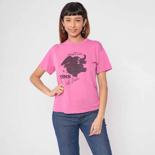 80s Hogle Zoo Salt Lake City Elephant Graphic T-Shirt Pink Medium