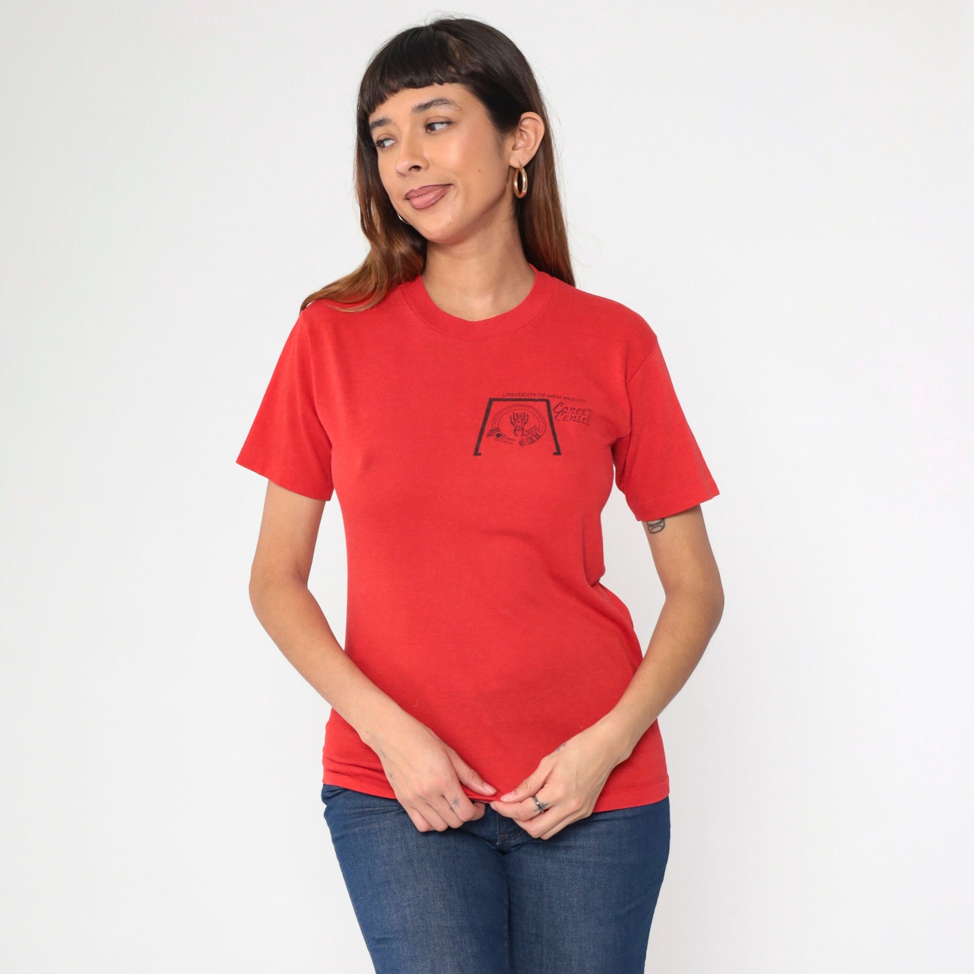 80s University of New Mexico Cancer Center Graphic Tee Red Single Stitch Small